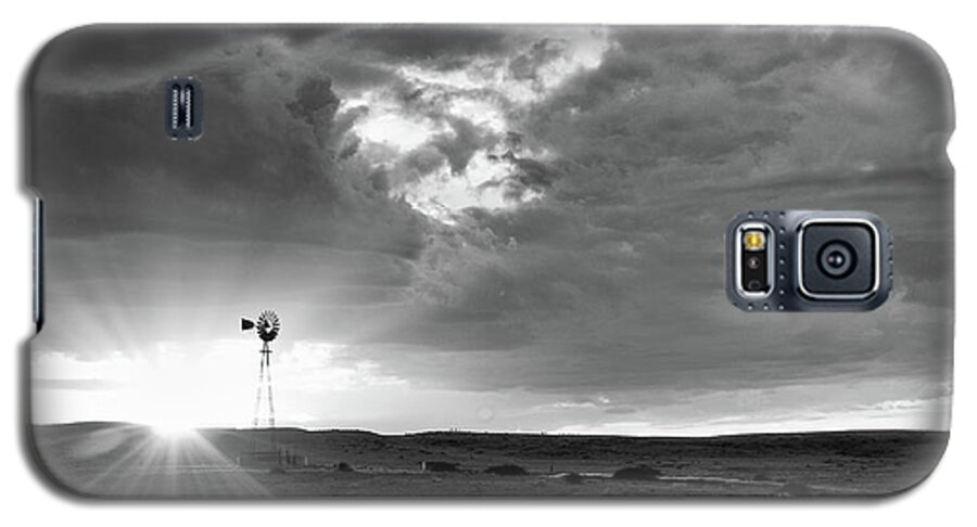 Pawanee National Grasssland Galaxy S5 Case featuring the photograph Windmill at Sunset by Monte Stevens