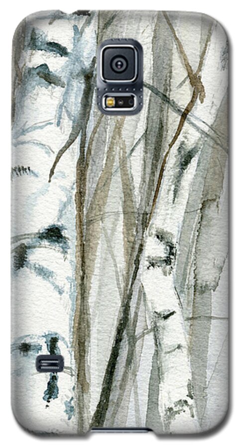 Trees Galaxy S5 Case featuring the painting Winter Birch by Laurie Rohner