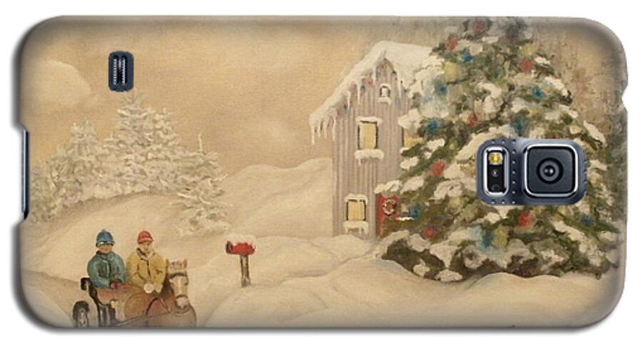 Snow Galaxy S5 Case featuring the painting Winter scene by John Stuart Webbstock