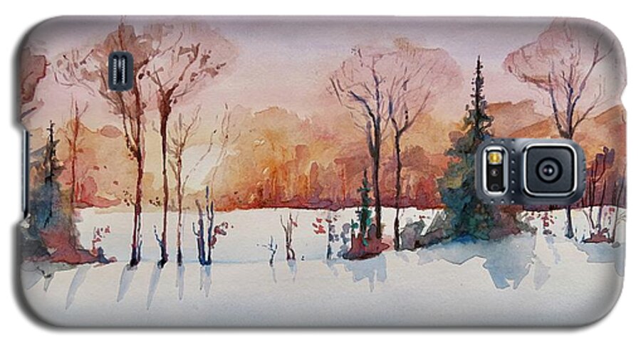 Painting Galaxy S5 Case featuring the painting Winter Sunrise by Geni Gorani