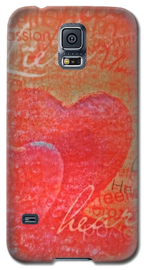 Heart Galaxy S5 Case featuring the mixed media With Heart by Christine Paris