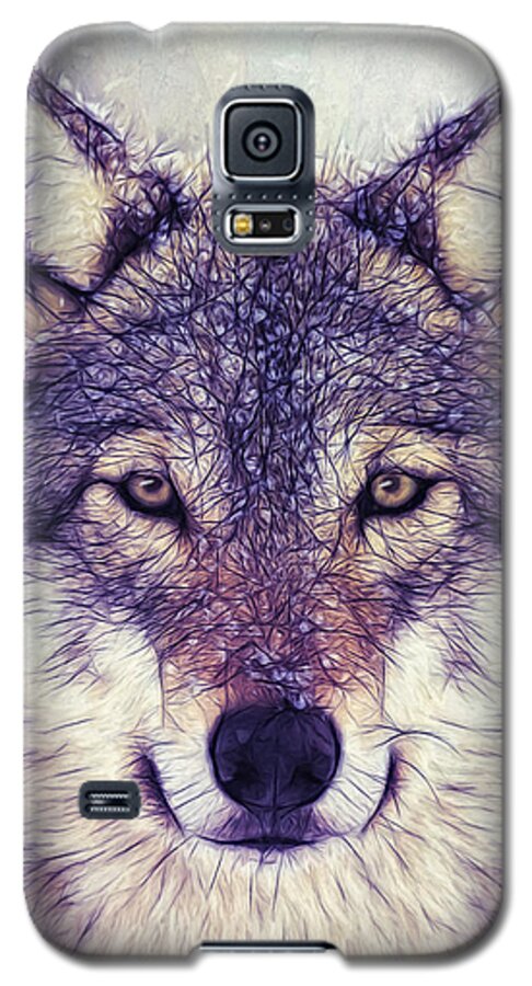 Wolf Galaxy S5 Case featuring the digital art Wolf by Tim Wemple
