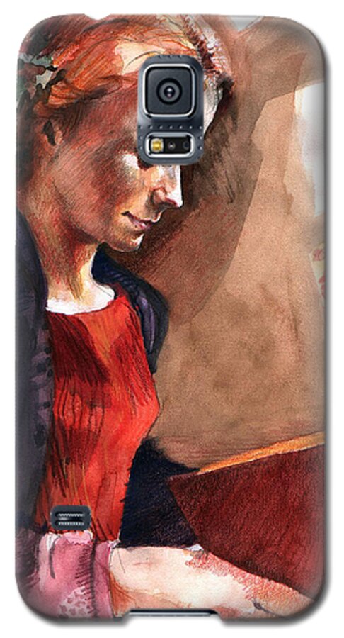 Reader Galaxy S5 Case featuring the painting Woman Reading by Ellen Dreibelbis