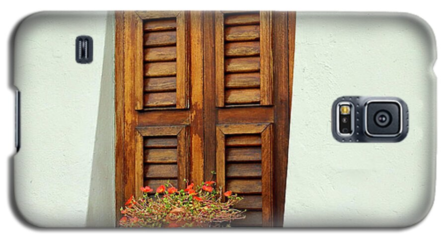 Curacao Galaxy S5 Case featuring the photograph Wood Shuttered Window, Island of Curacao by Kurt Van Wagner