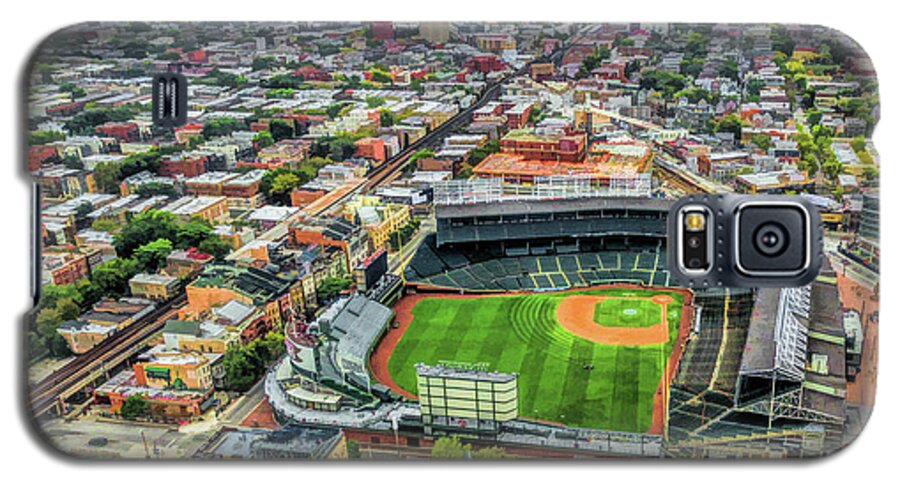 Chicago Galaxy S5 Case featuring the painting Wrigley Field Chicago Skyline by Christopher Arndt