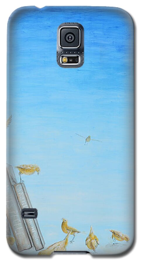 Canaries Galaxy S5 Case featuring the painting Yellow Birds in the Blue3 by Nik Helbig