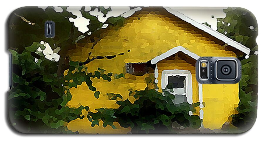 Yellow Galaxy S5 Case featuring the mixed media Yellow House in Shantytown by Shelli Fitzpatrick