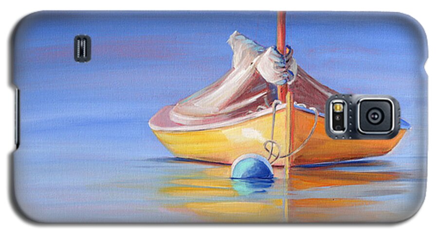 Vineyard Colors Galaxy S5 Case featuring the painting Yellow Hull Sailboat IV by Trina Teele