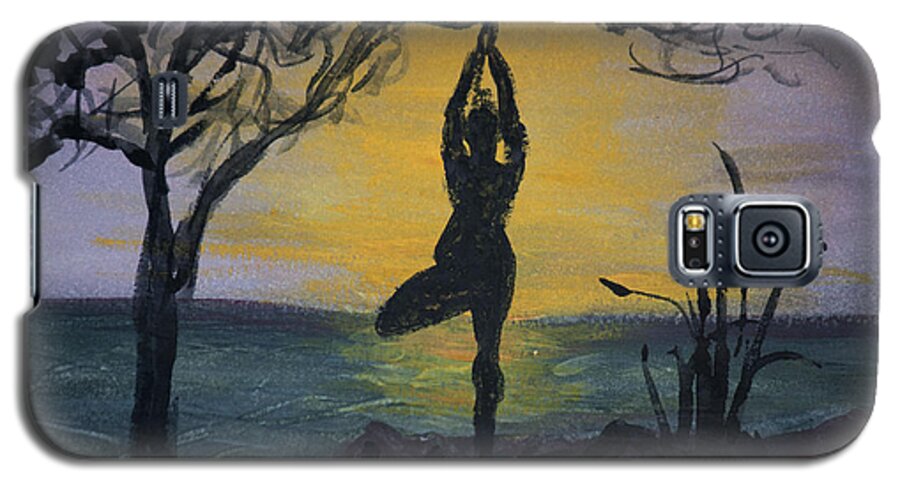 Yoga Tree Pose Galaxy S5 Case featuring the painting Yoga Tree Pose by Donna Walsh