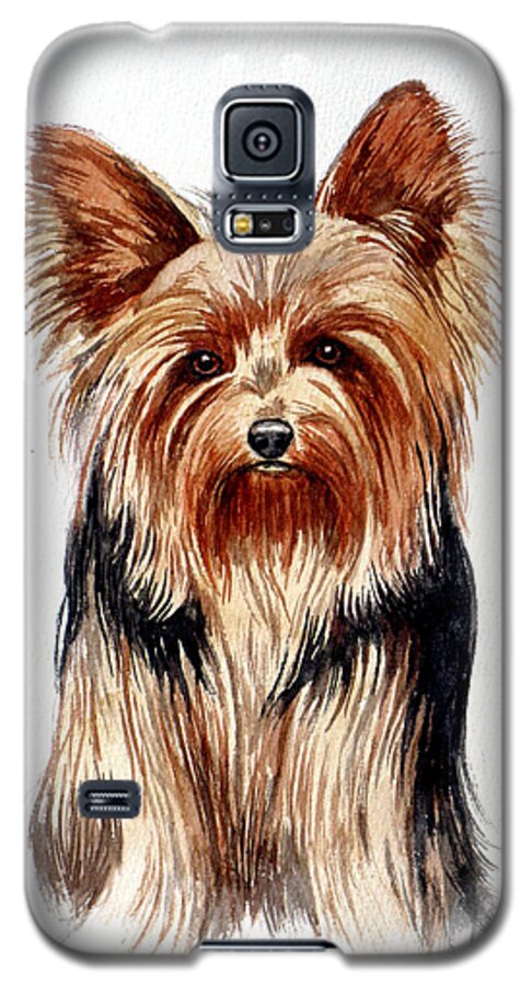 Yorkie Galaxy S5 Case featuring the painting Yorkie by Christopher Shellhammer