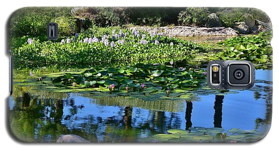 Linda Brody Galaxy S5 Case featuring the photograph Zen-Like 10 Pond Flowers and Reflections by Linda Brody