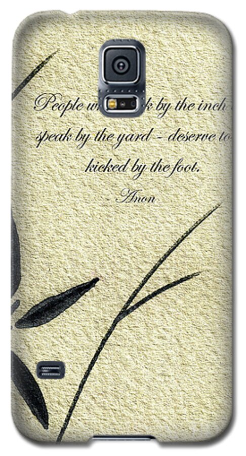 Abstract Galaxy S5 Case featuring the mixed media Zen Sumi 4L Antique Motivational Flower Ink on Watercolor Paper by Ricardos by Ricardos Creations