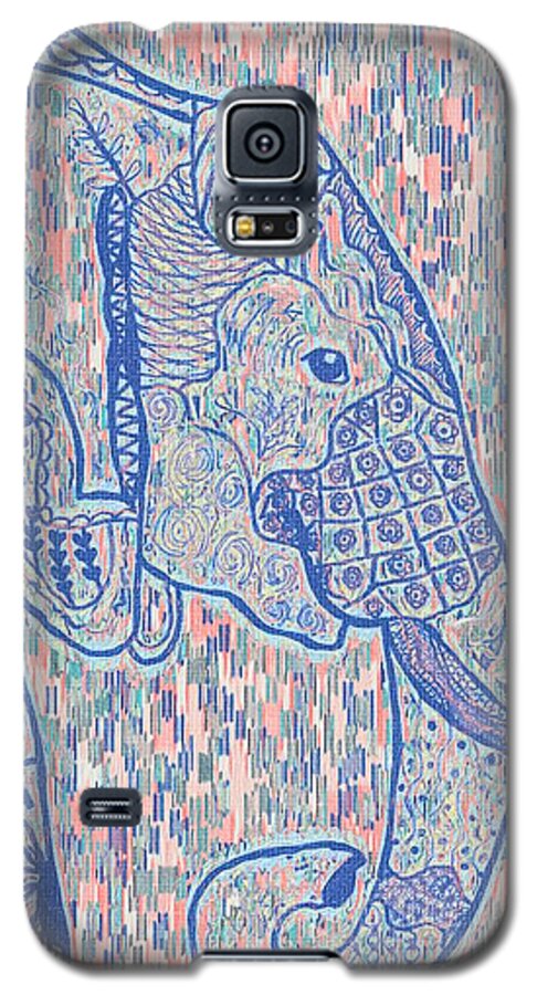 Brushstroke Galaxy S5 Case featuring the painting Zentangle Elephant-Oil by Becky Herrera