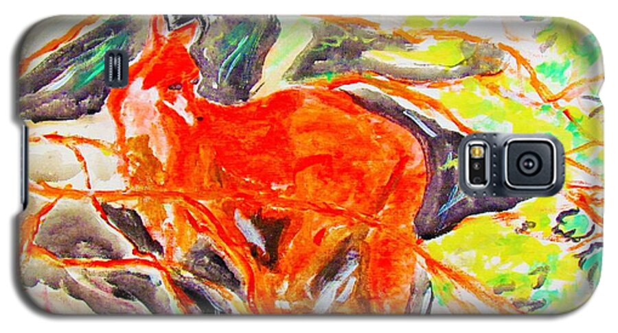 Hidden Fox Galaxy S5 Case featuring the painting Hidden Fox #1 by Stanley Morganstein