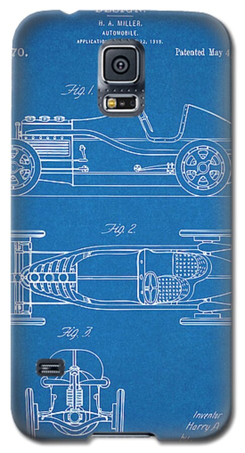 H. A. Miller Galaxy S5 Case featuring the drawing 1920 H. A. Miller Race Car Patent Print Blueprint by Greg Edwards