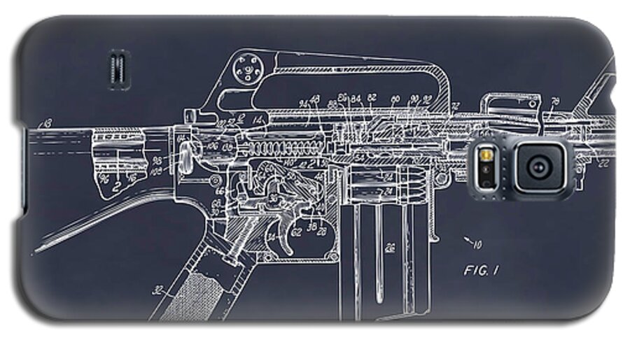Ar15 Galaxy S5 Case featuring the drawing 1966 AR15 Assault Rifle Patent Print, M-16, Blackboard by Greg Edwards