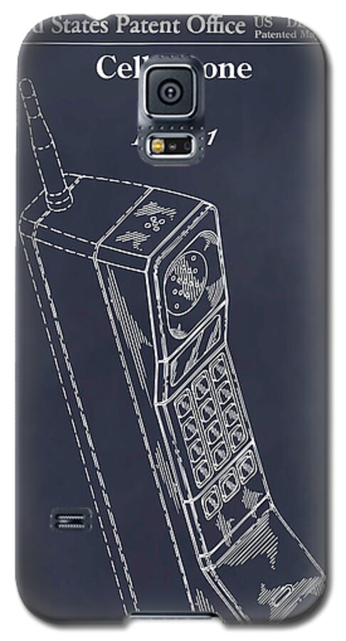 1988 Motorola Cell Phone Patent Print Galaxy S5 Case featuring the drawing 1988 Motorola Cell Phone Blackboard Patent Print by Greg Edwards