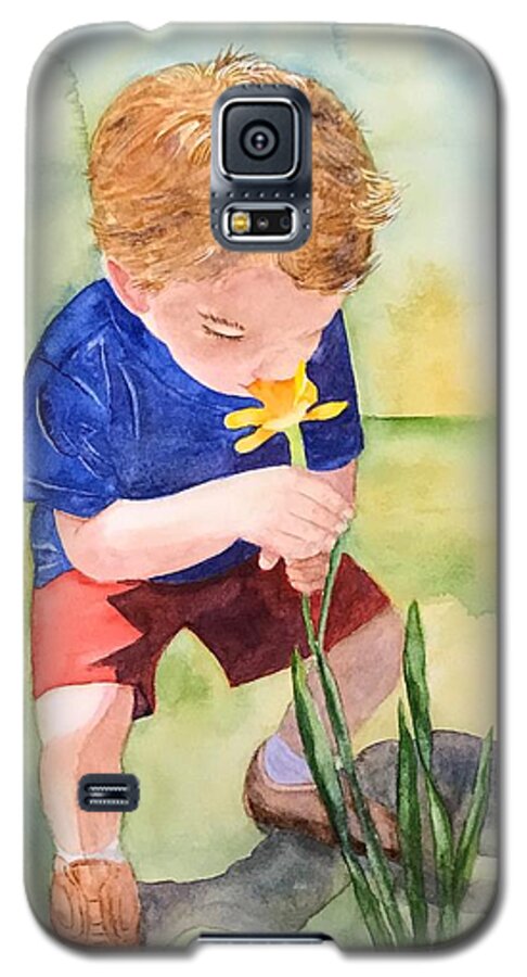 Boy Galaxy S5 Case featuring the painting A Big Sniff by Beth Fontenot