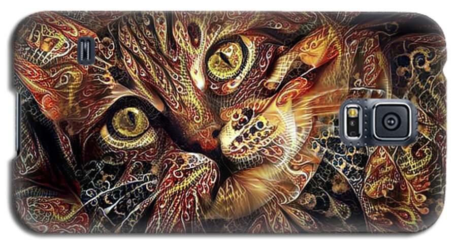 Cat Galaxy S5 Case featuring the digital art A Little Cinnamon by Peggy Collins