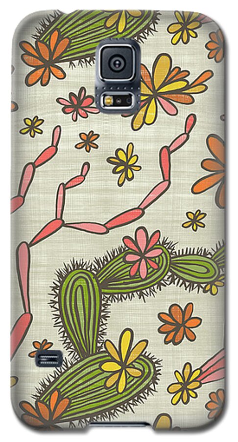 Flowering Galaxy S5 Case featuring the painting Flowering Cacti Elements by Jen Montgomery