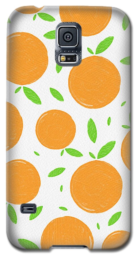 Orange Galaxy S5 Case featuring the painting Sunny Citrus Pattern by Jen Montgomery