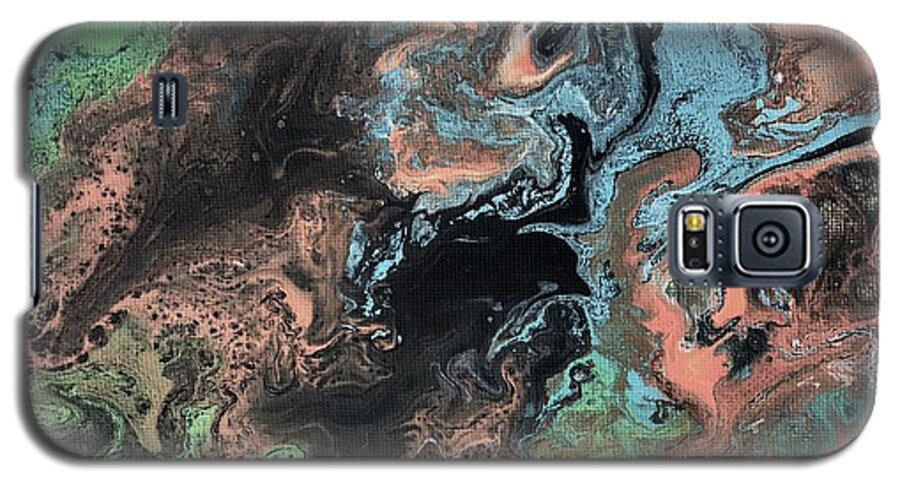 Abstract Art Galaxy S5 Case featuring the painting Autumn reflected in the pond by Monica Elena