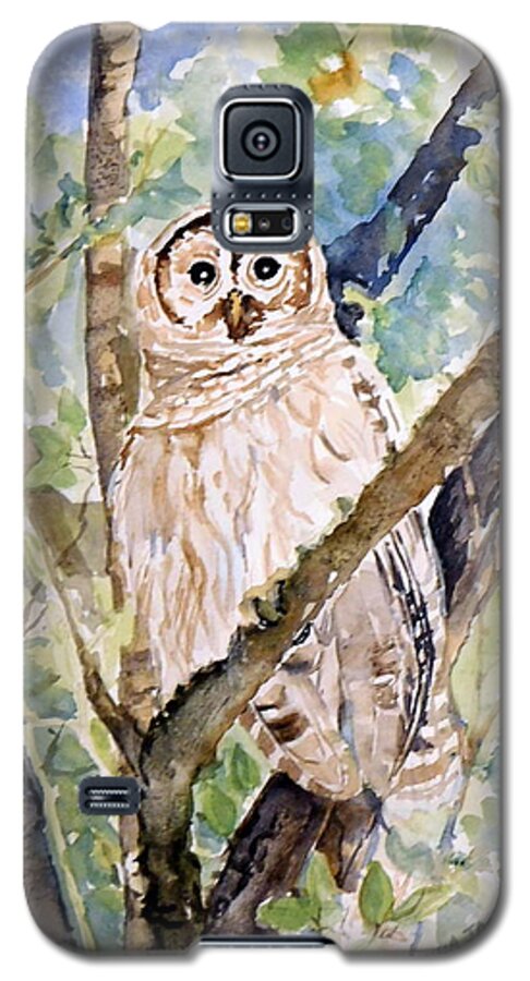 Owls Galaxy S5 Case featuring the painting Hoot Goes There by Anna Jacke