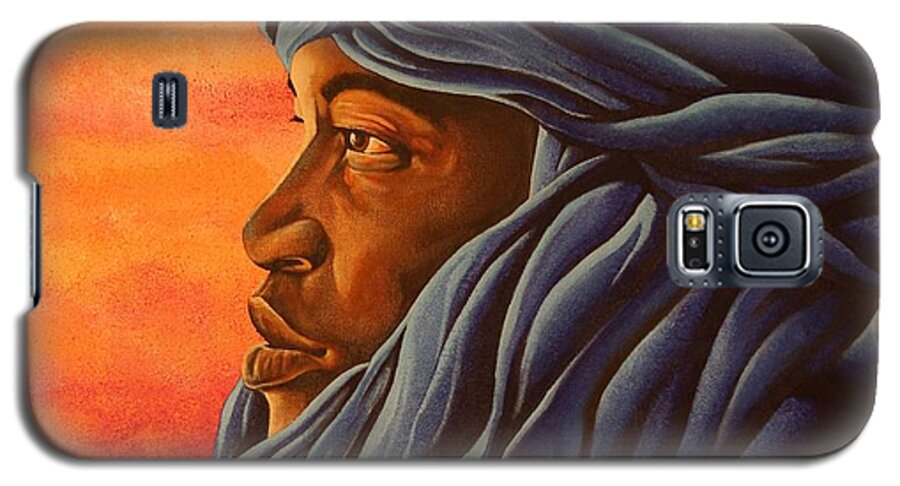 Profile African Male Galaxy S5 Case featuring the painting Blue Tuareg by William Roby
