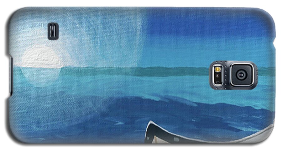 Beach Galaxy S5 Case featuring the painting Boat On The Beach by D Hackett