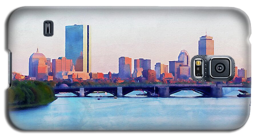 Boston Galaxy S5 Case featuring the painting Boston, Panorama - 15 by AM FineArtPrints