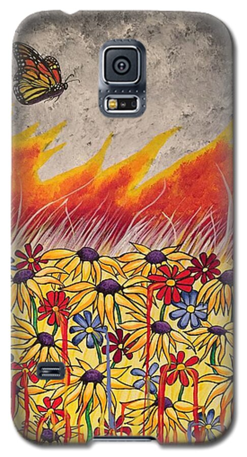 Brushfire Galaxy S5 Case featuring the painting Brushfire by Sonja Jones