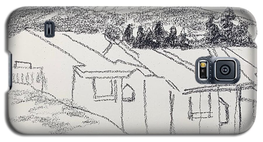 Pencil Galaxy S5 Case featuring the drawing Charcoal Pencil Houses1.jpg by Suzanne Giuriati Cerny