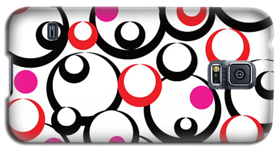 Circle Pattern Galaxy S5 Case featuring the digital art Circle Pattern Black Red Pink by Patricia Piotrak