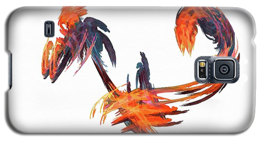 White Galaxy S5 Case featuring the digital art Dance of the Birds Orange by Don Northup