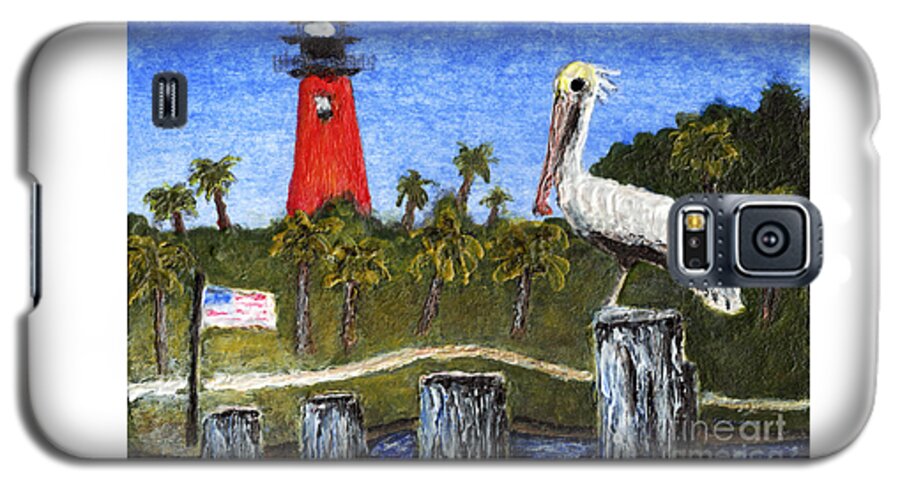Aceo Galaxy S5 Case featuring the painting ACEO Dawn at Jupiter Inlet Lighthouse Florida 52a by Ricardos Creations