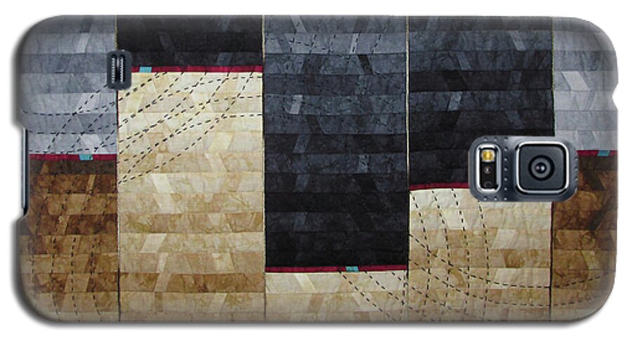 Art Quilt Galaxy S5 Case featuring the tapestry - textile Daybreak is Your Midnight by Pam Geisel