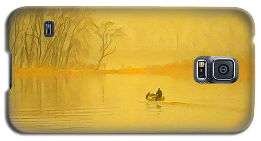 Mississippi River Galaxy S5 Case featuring the painting Early Morning Fisherman by Marilyn Smith