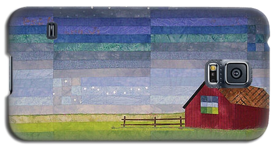 Art Quilt Galaxy S5 Case featuring the tapestry - textile Early Morning Nine Patch by Pam Geisel