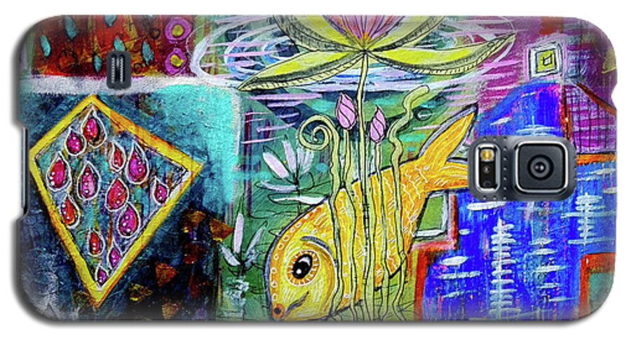 Evening Galaxy S5 Case featuring the mixed media Evening by the Pond by Mimulux Patricia No