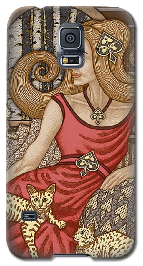 Cat Lady Galaxy S5 Case featuring the mixed media Exalted Beauty Quinlan 2019 by Amy E Fraser