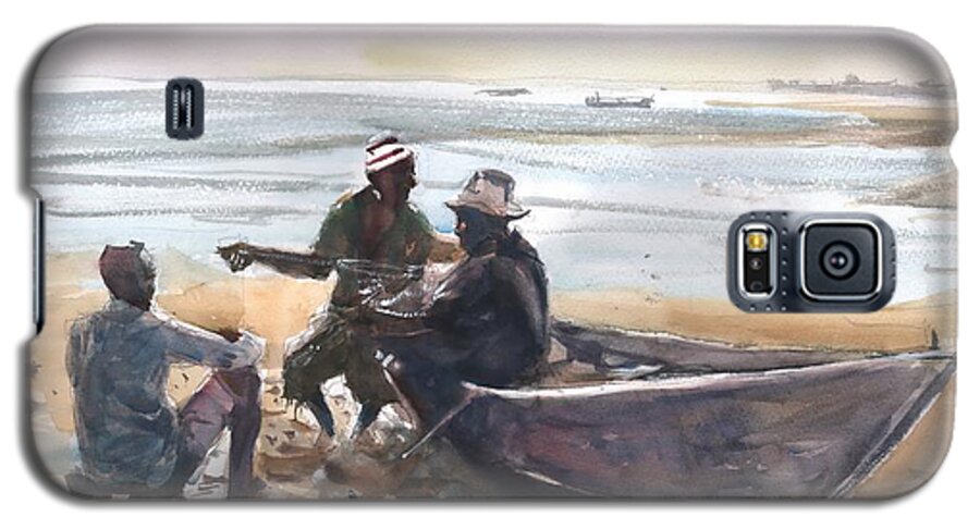  Galaxy S5 Case featuring the painting Fishermen by Gaston McKenzie