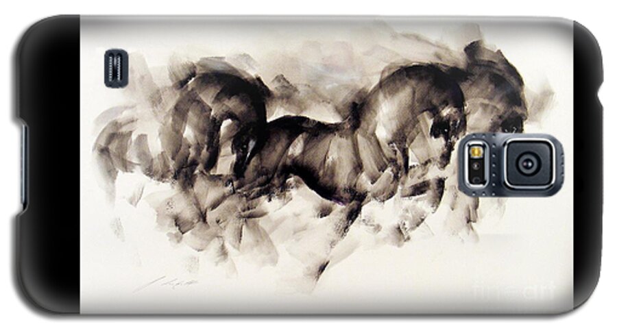 Horse Painting Galaxy S5 Case featuring the painting Flight by Janette Lockett