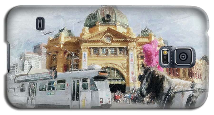 Flinders Street Galaxy S5 Case featuring the painting Flinders Street Station, Melbourne by Chris Armytage