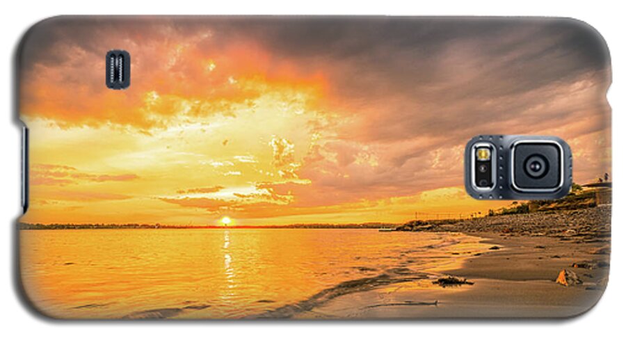 Bunker Galaxy S5 Case featuring the photograph Fort Foster Sunset Watchers Club by Jeff Sinon