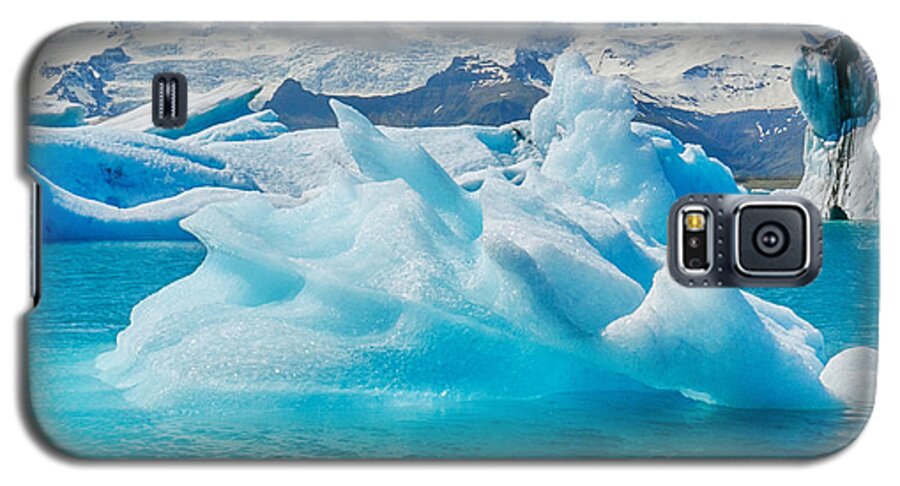 Iceland Galaxy S5 Case featuring the photograph Glacier Lake Blue Iceberg by Amanda Jones