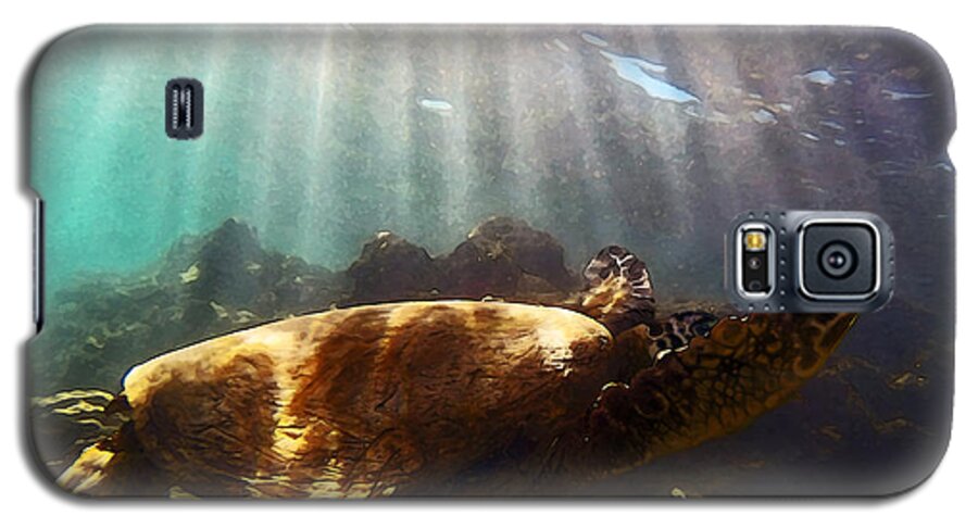 Sea Turtle Galaxy S5 Case featuring the photograph Gliding Honu - Paintography by Anthony Jones