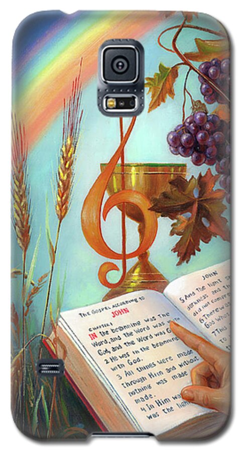 Holy Galaxy S5 Case featuring the painting Holy Bible - The Gospel According to John by Svitozar Nenyuk