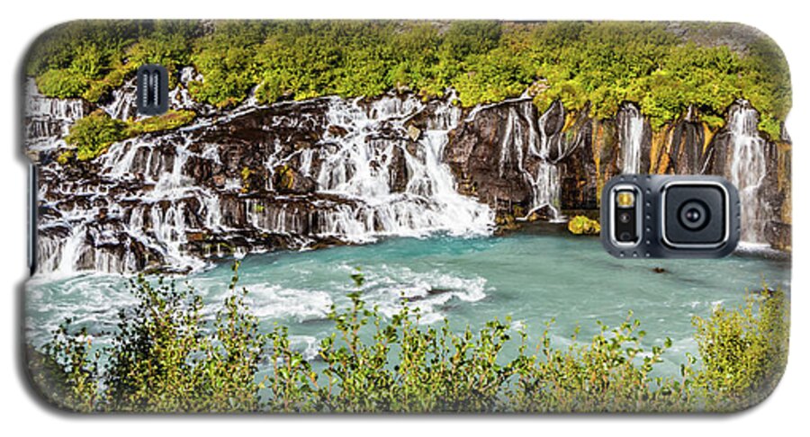 Waterfall Galaxy S5 Case featuring the photograph Hraunfossar waterfall, Iceland by Lyl Dil Creations