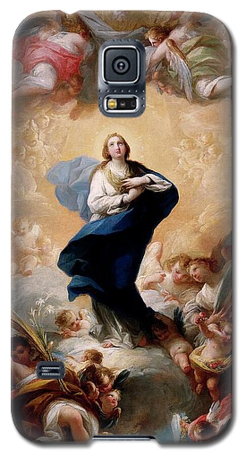 Immaculate Conception Galaxy S5 Case featuring the painting 'Immaculate Conception', 1781, Spanish School, Oil on canvas, 142 cm x ... by Mariano Salvador Maella -1739-1819-