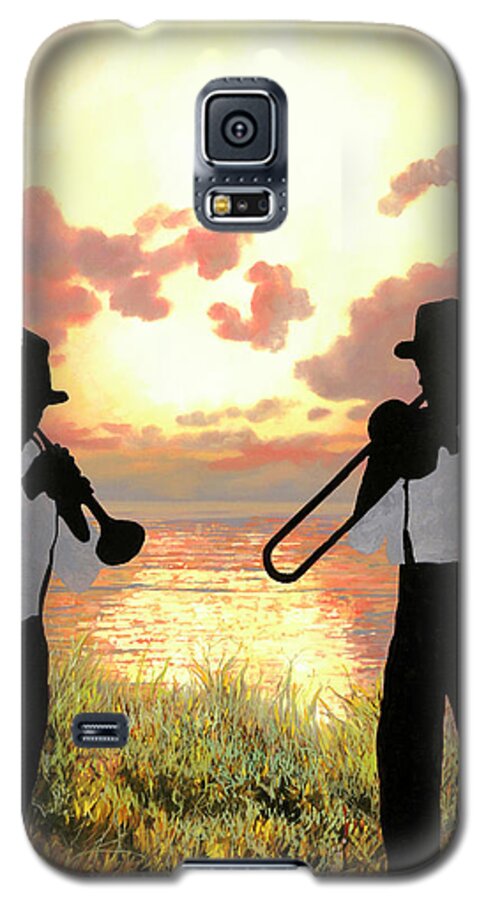 Jazz Galaxy S5 Case featuring the painting Jazz Al Tramonto by Guido Borelli